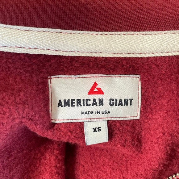 NEW American Giant Womens Midweight Half Zip Sweatshirt Top XS Red Burgundy USA - Picture 6 of 9